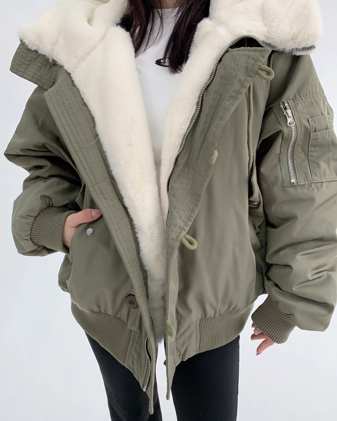 Frost Sherpa-Collar Bomber Jacket