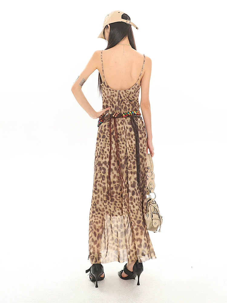 Leopard Print Slip Maxi Dress