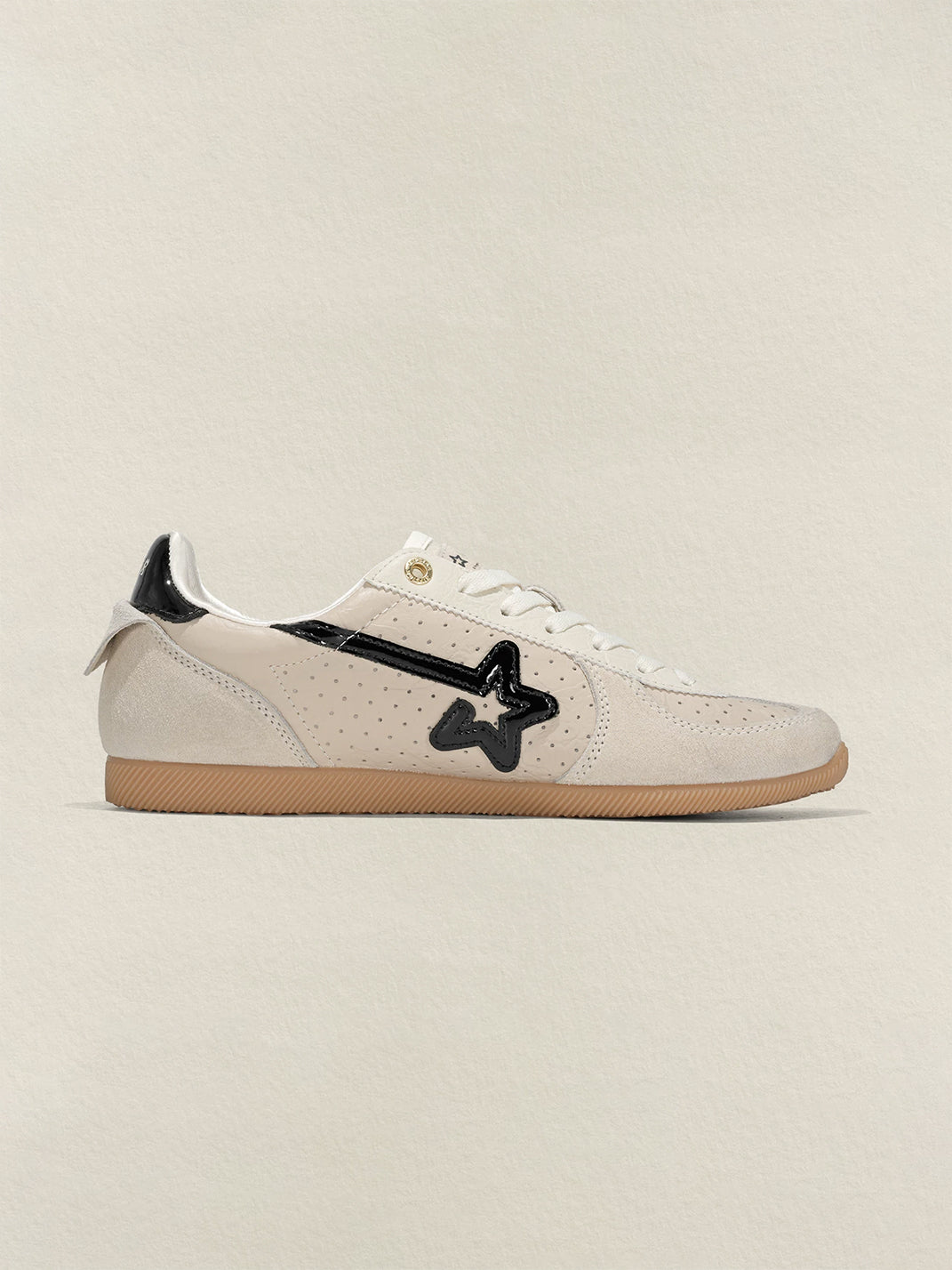 Cream Star-Panel Suede Low-Top Gumsole Sneakers - view 6