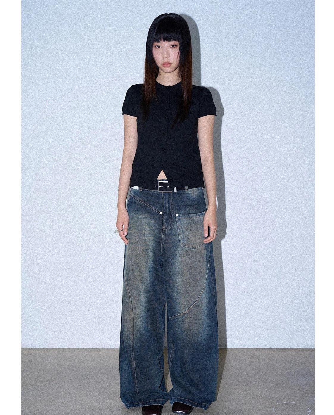 Faded Front Pocket Jeans - chiclara
