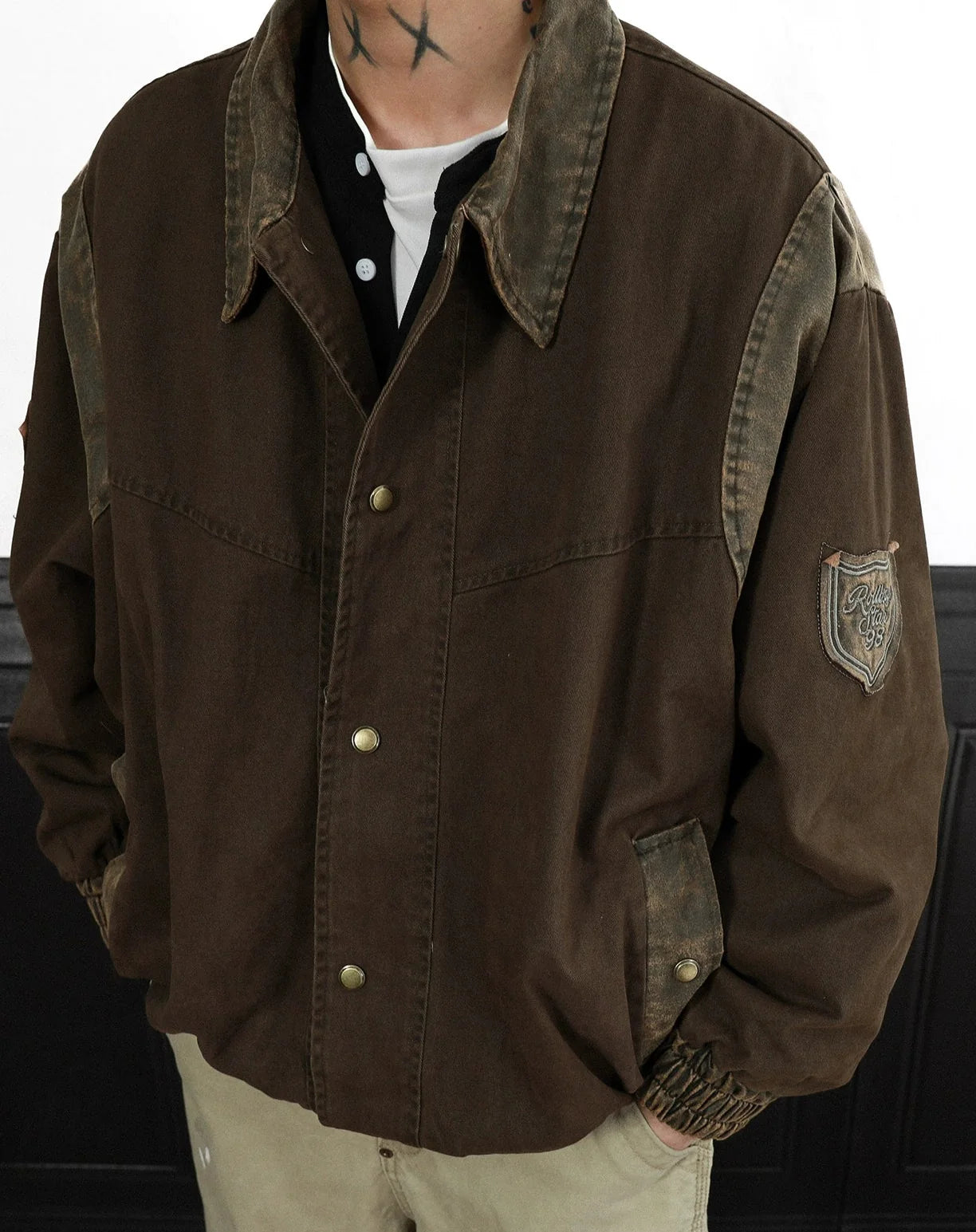 Vintage Brown Canvas Bomber Jacket