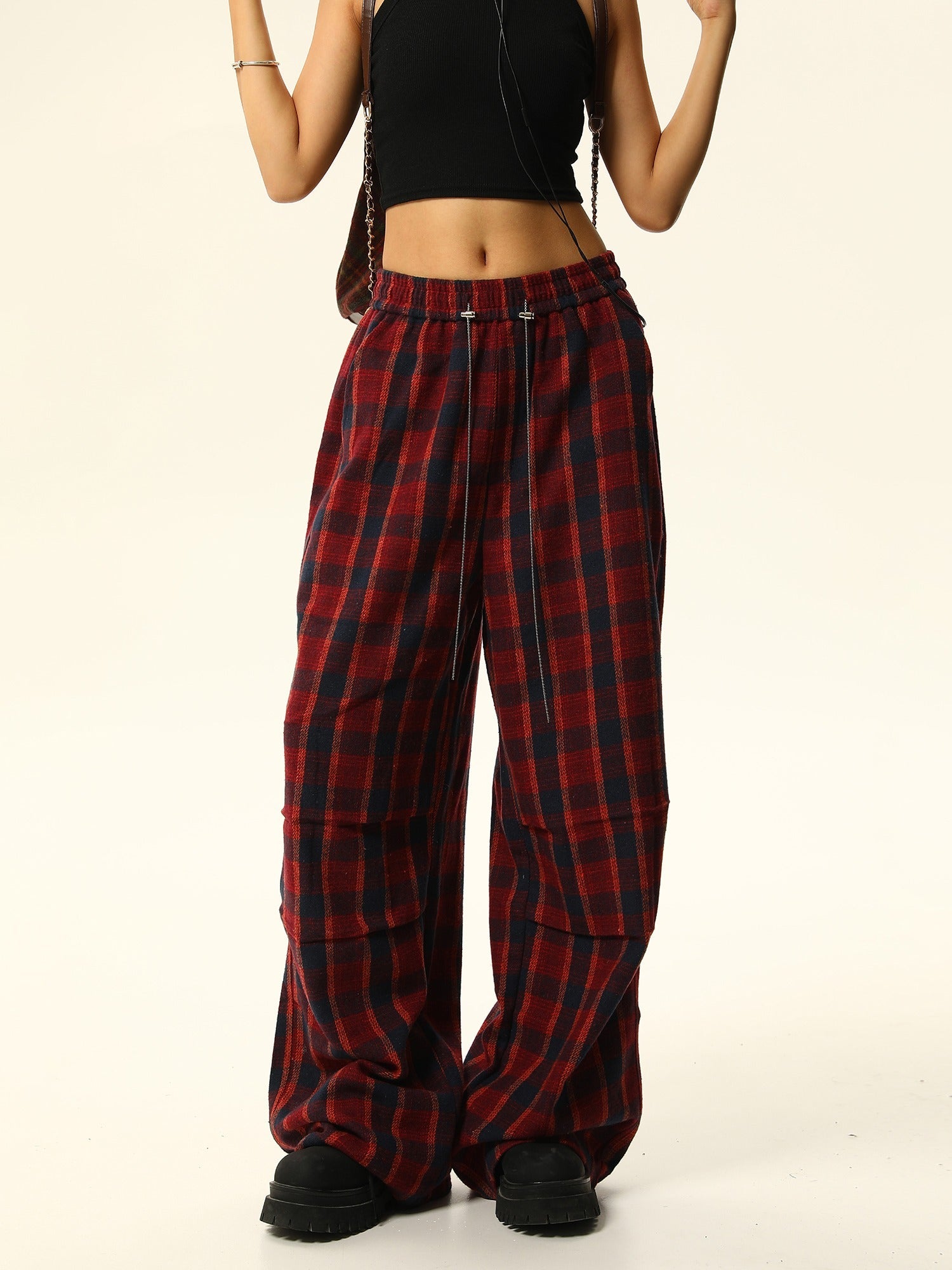 Buffalo Check Wide-Leg Lounge Pants