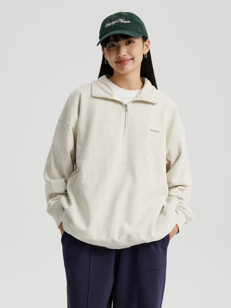 Sporty Half Zipper Logo Sweatshirt - chiclara