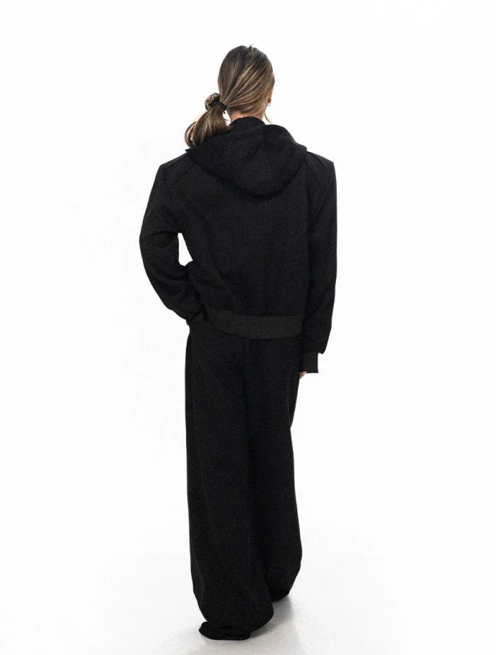 Structured Shoulders Jacket and Wide-Leg Jogger