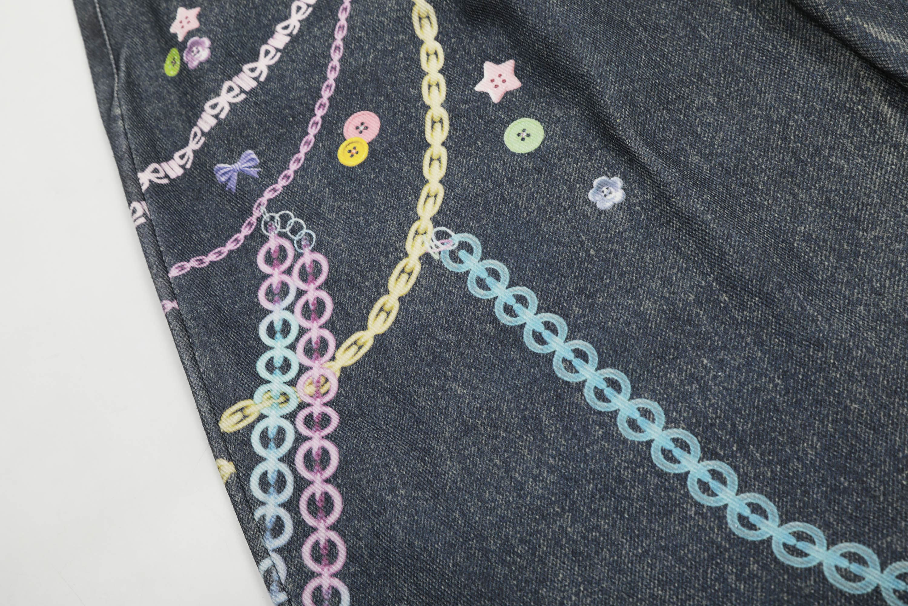 Pastel Charm Chain Denim Shorts