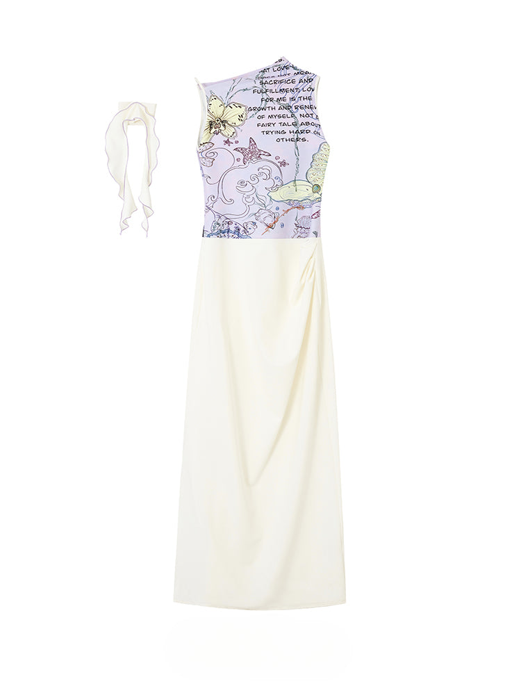 Lavender Print Two-Piece Maxi Dress
