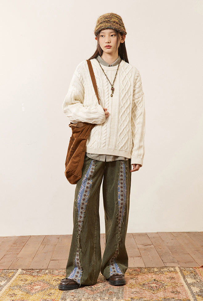 Corduroy Eye-Design Casual Pants