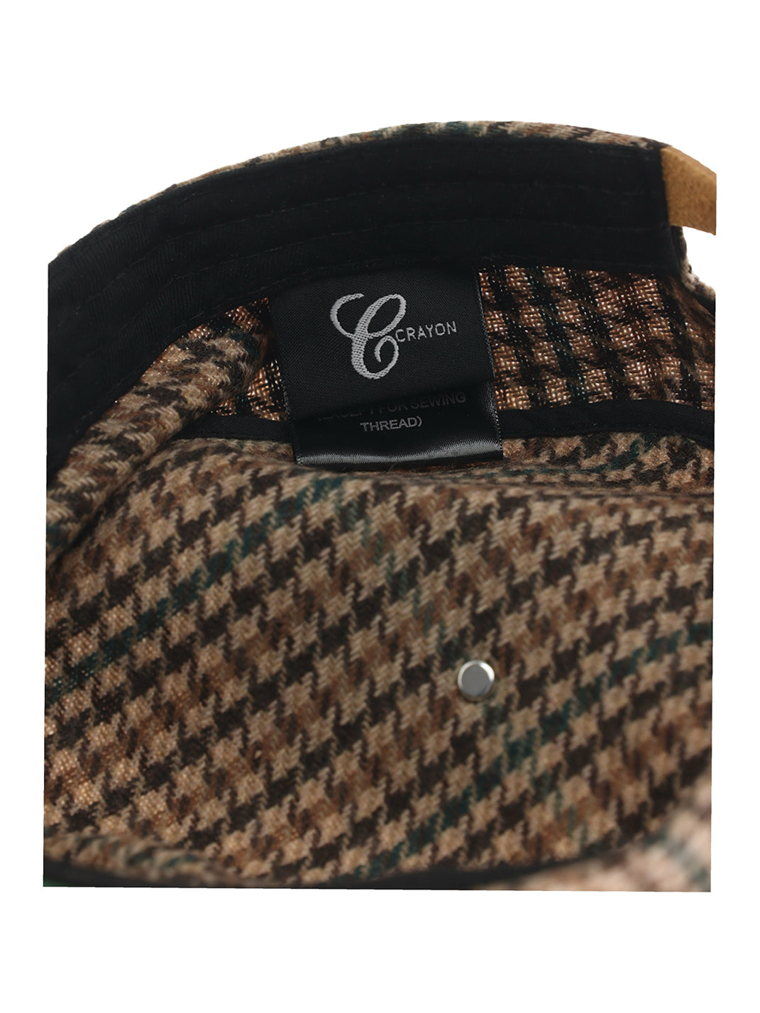 C-Embroidered Flat-Crown Cap - Brown Houndstooth - Interior construction - view 7