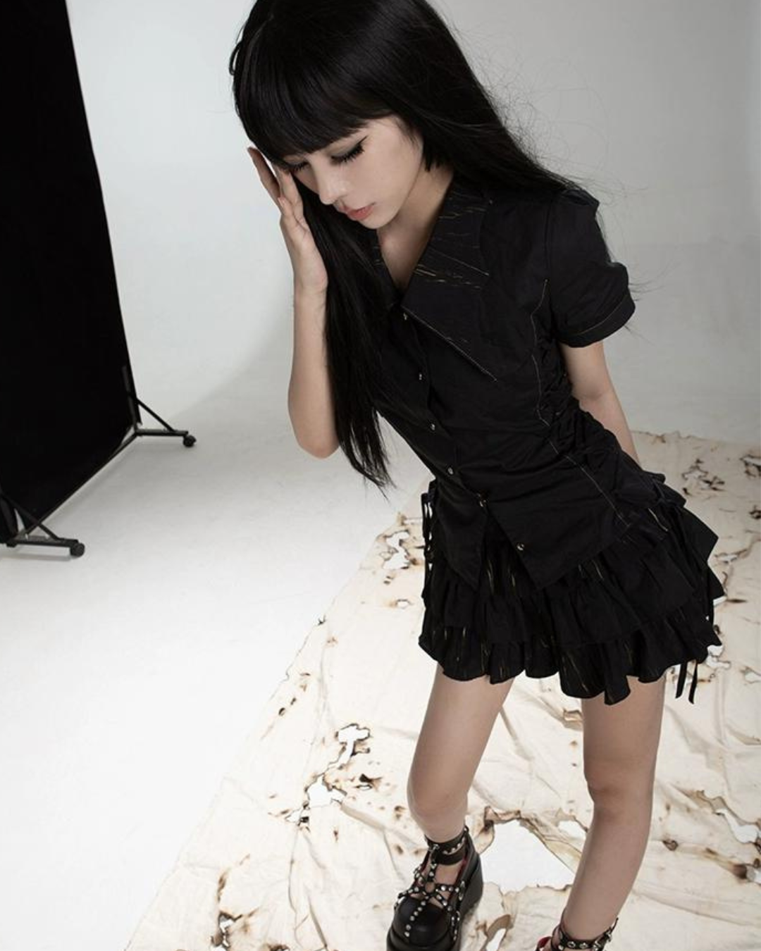 Gothic Ruffled Slim Shirt