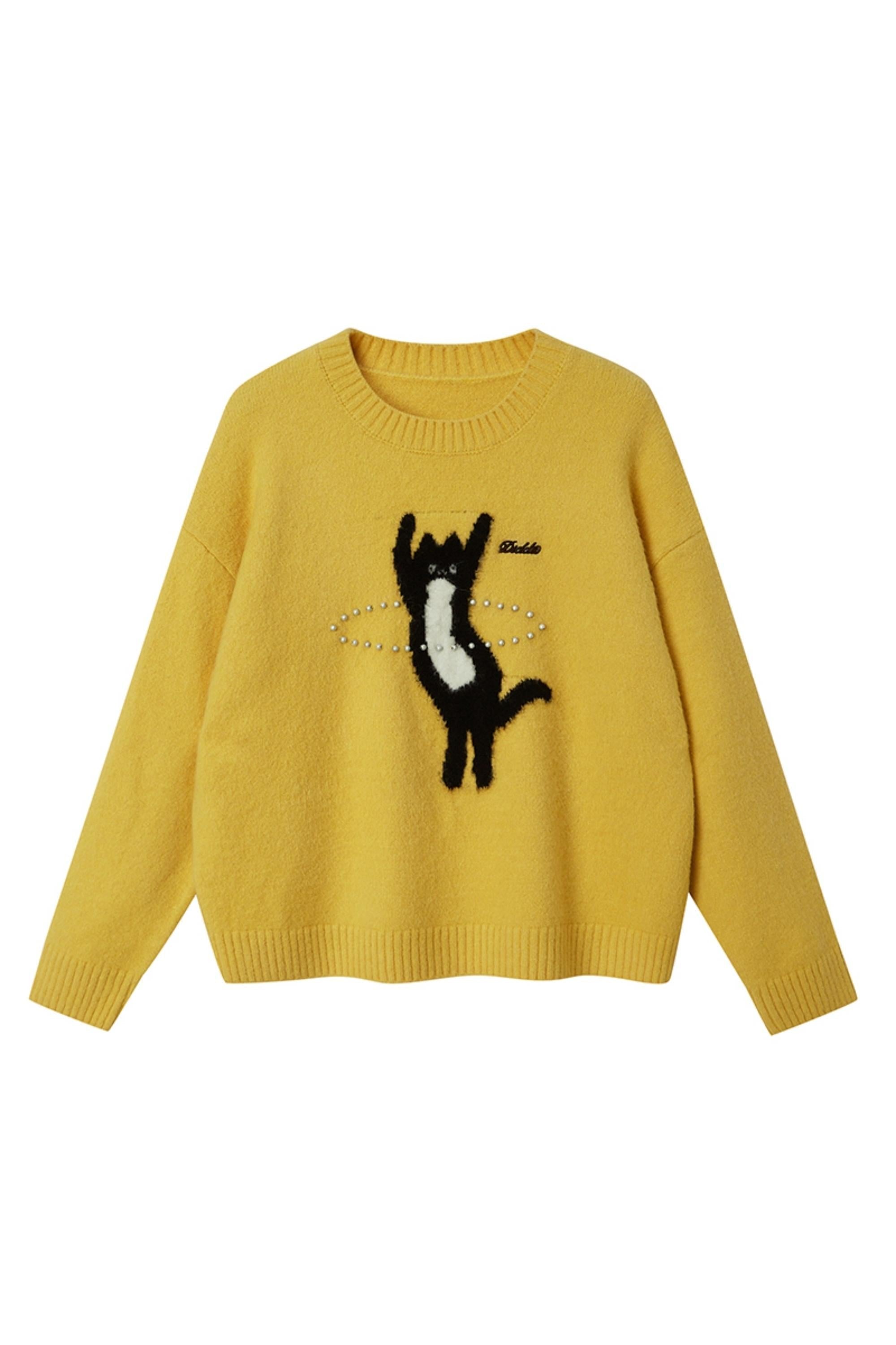 Dancing Cat Knitted Sweater