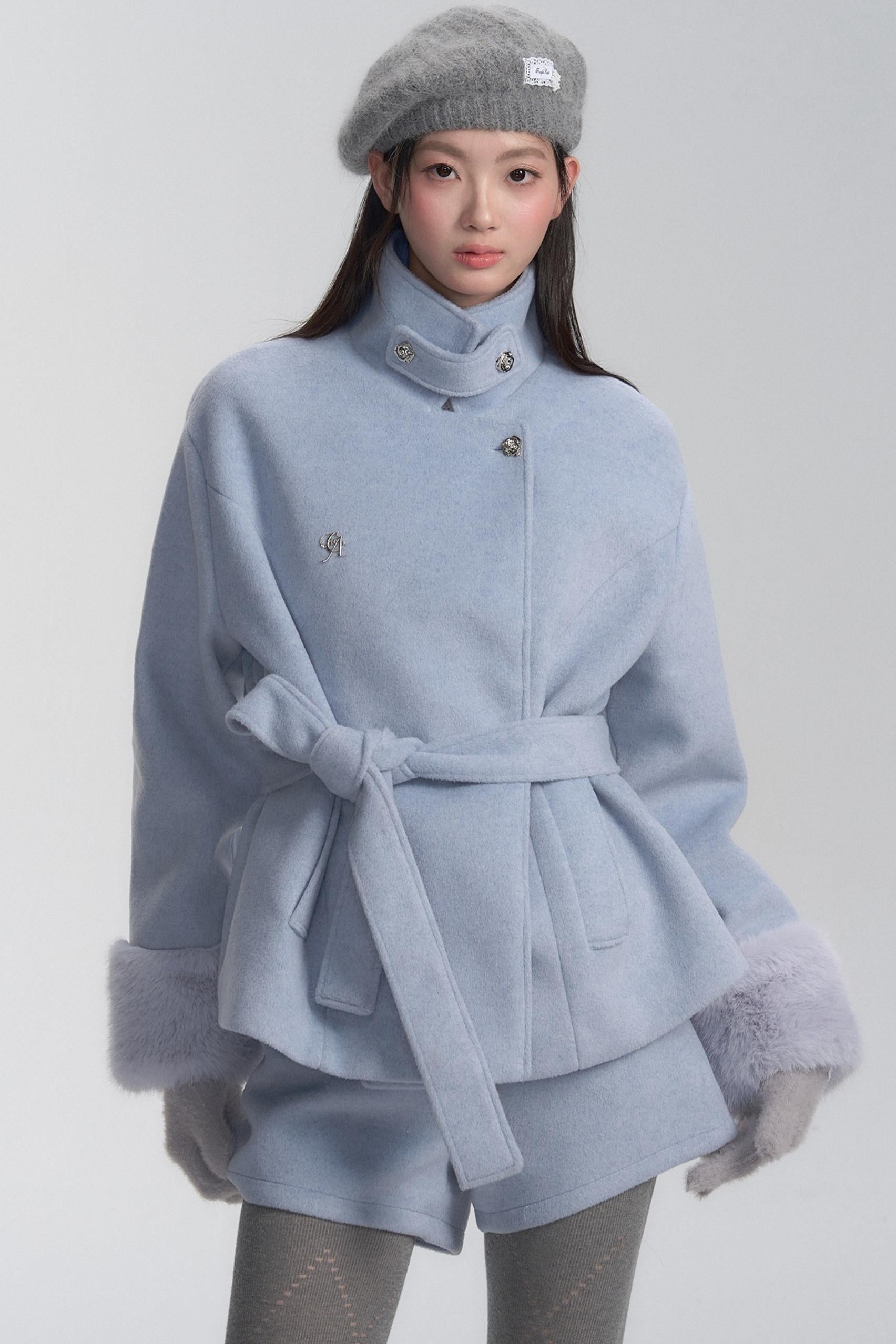 Elegant Winter Frost Coat and Short Set-Up