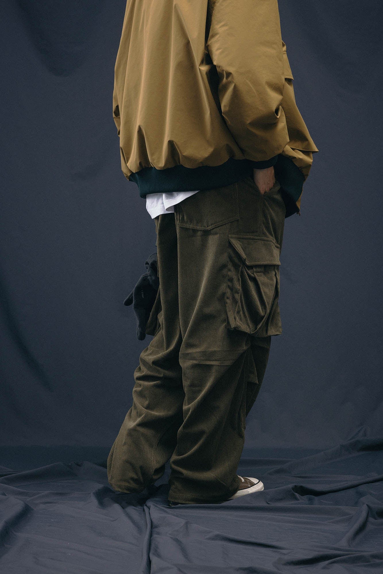 Corduroy Crinkled Cargo Pants