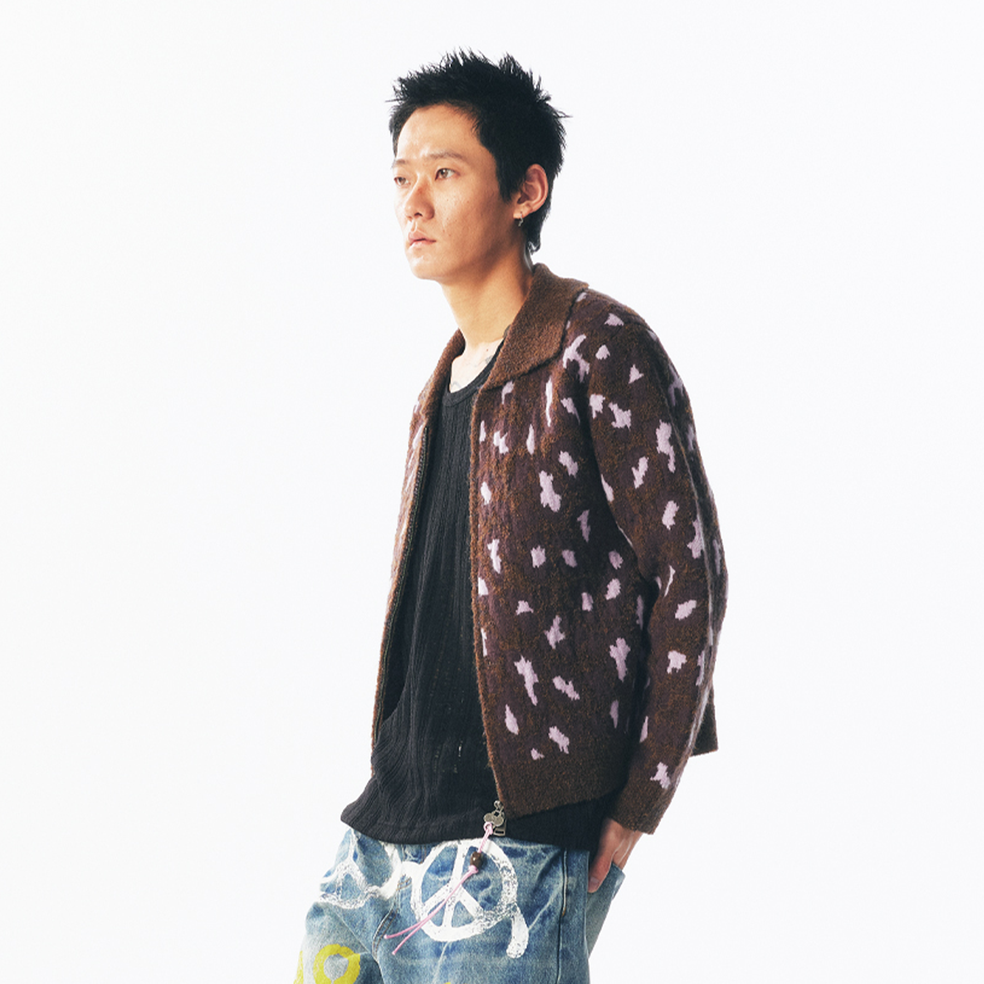Strawberry Leopard Dual-Zip Knit Jacket