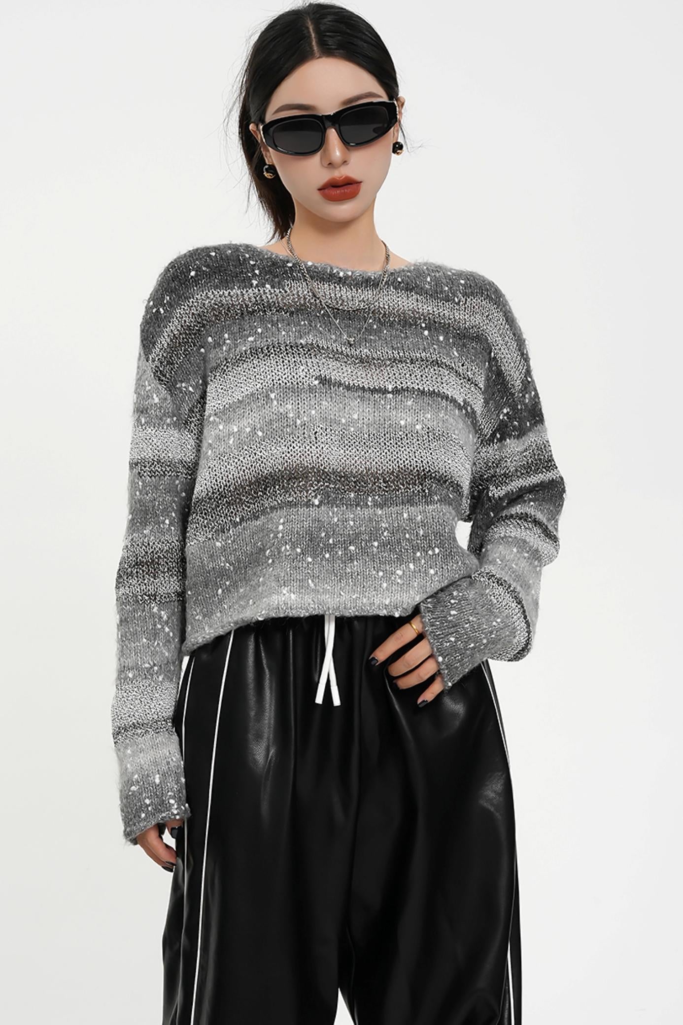 Gradient Speckled Knit Sweater