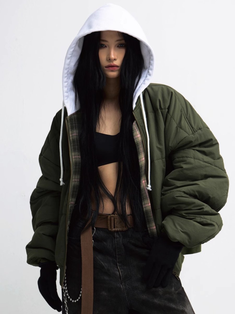 Reversible Olive Green Puffer Jacket