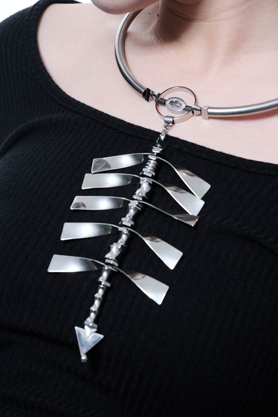 Chrome Spine Arrow Necklace