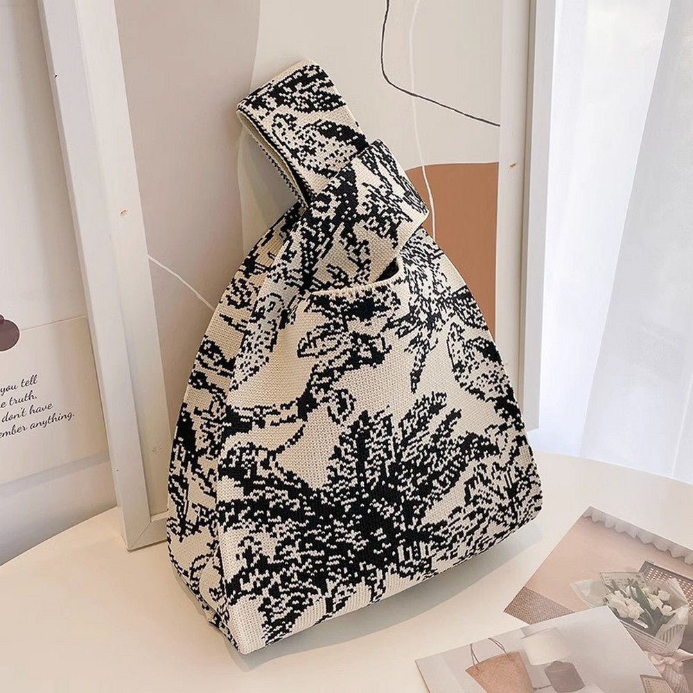 Retro Pattern Knit Storage Pouch