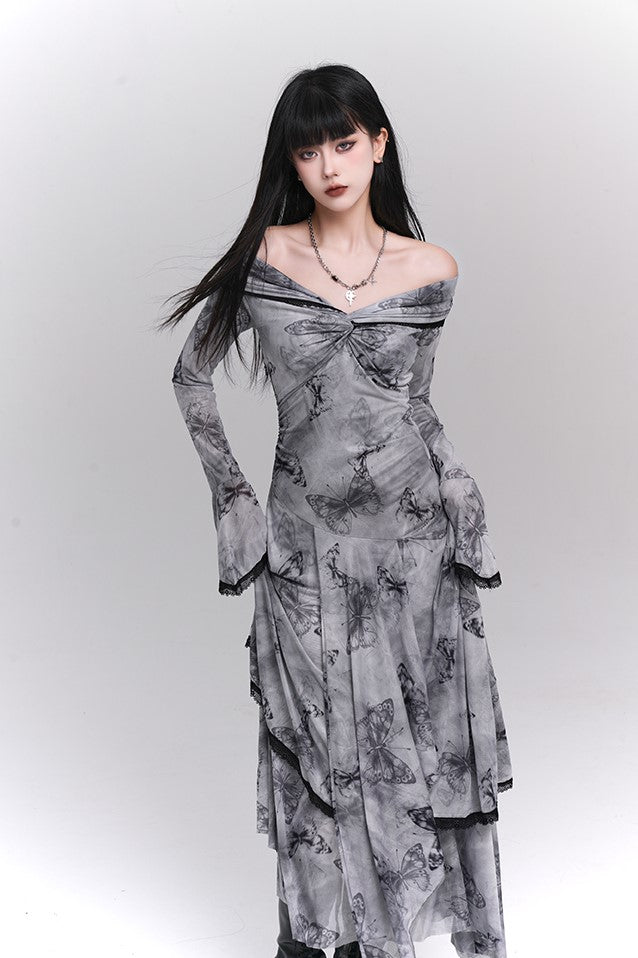 Butterfly Gothic Maxi Dress