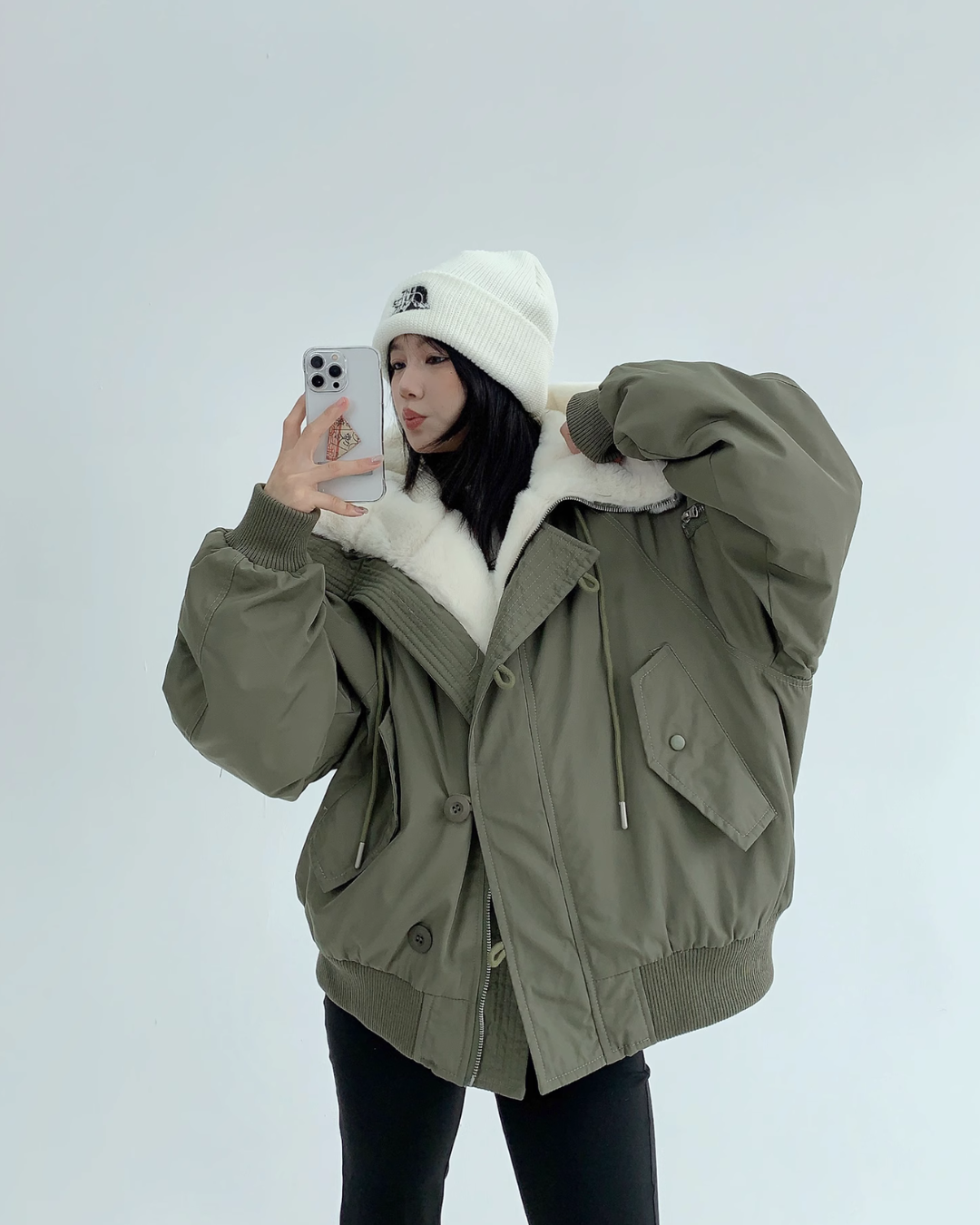 Frost Sherpa-Collar Bomber Jacket