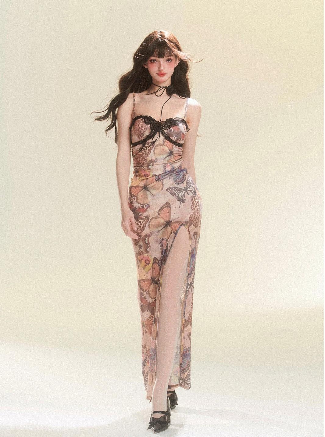 Elegant Slim-Fit Suspender Gown - chiclara