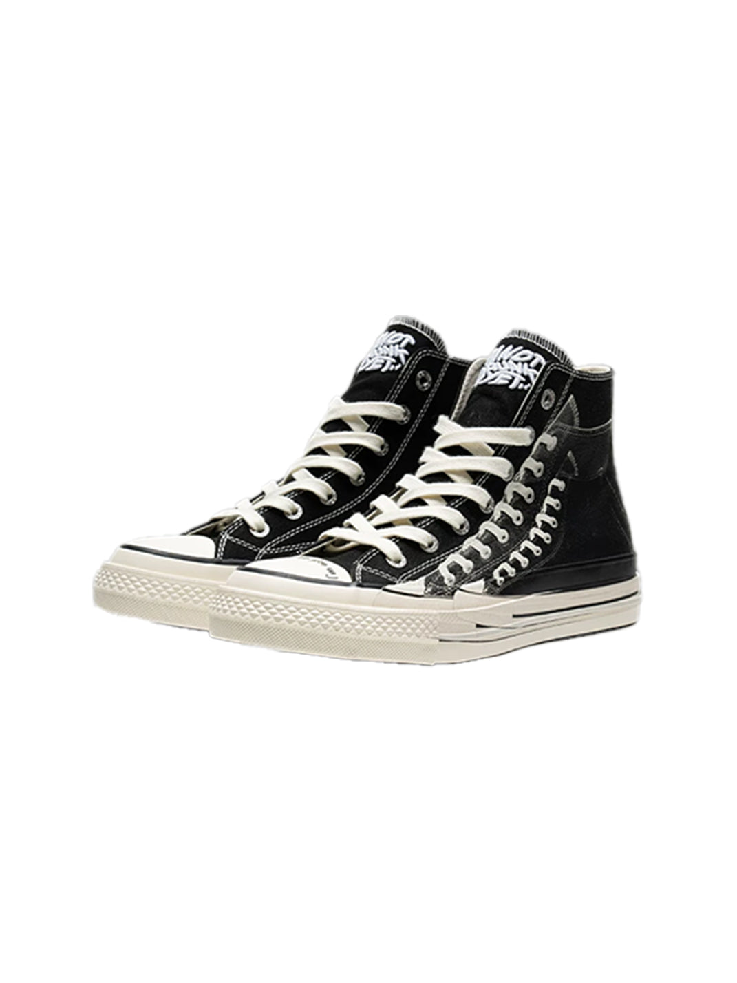 Graphic-Detail Black Canvas Platform Sneakers - view 5