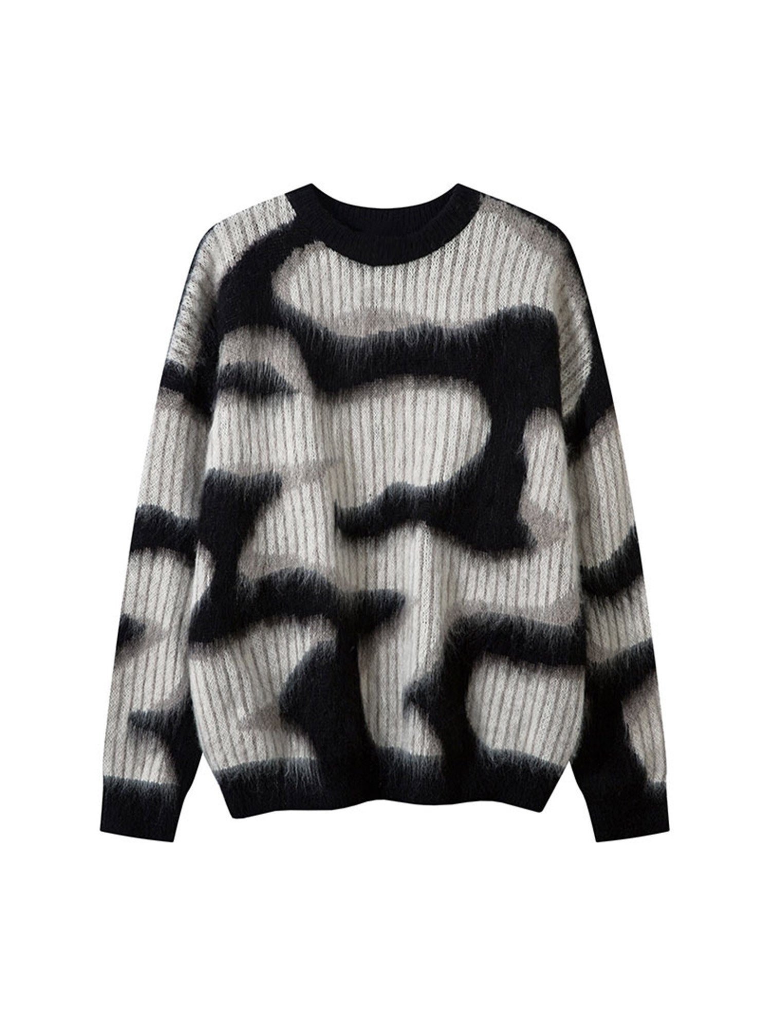 Textured Pattern Mohair Pullover