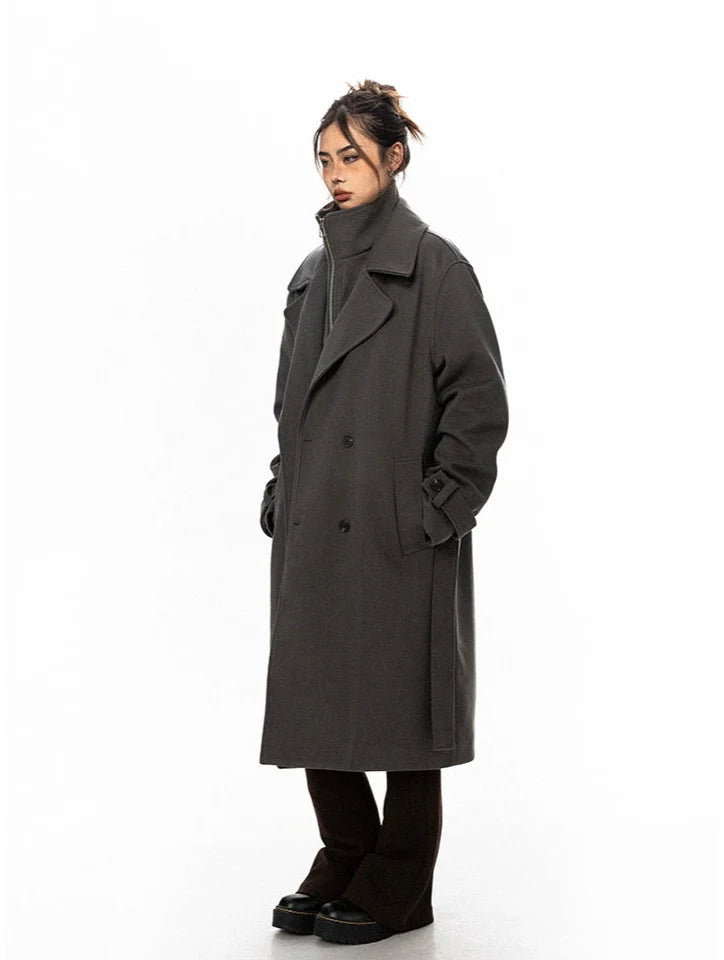 Oversized Belted Double Breasted Trench Coat