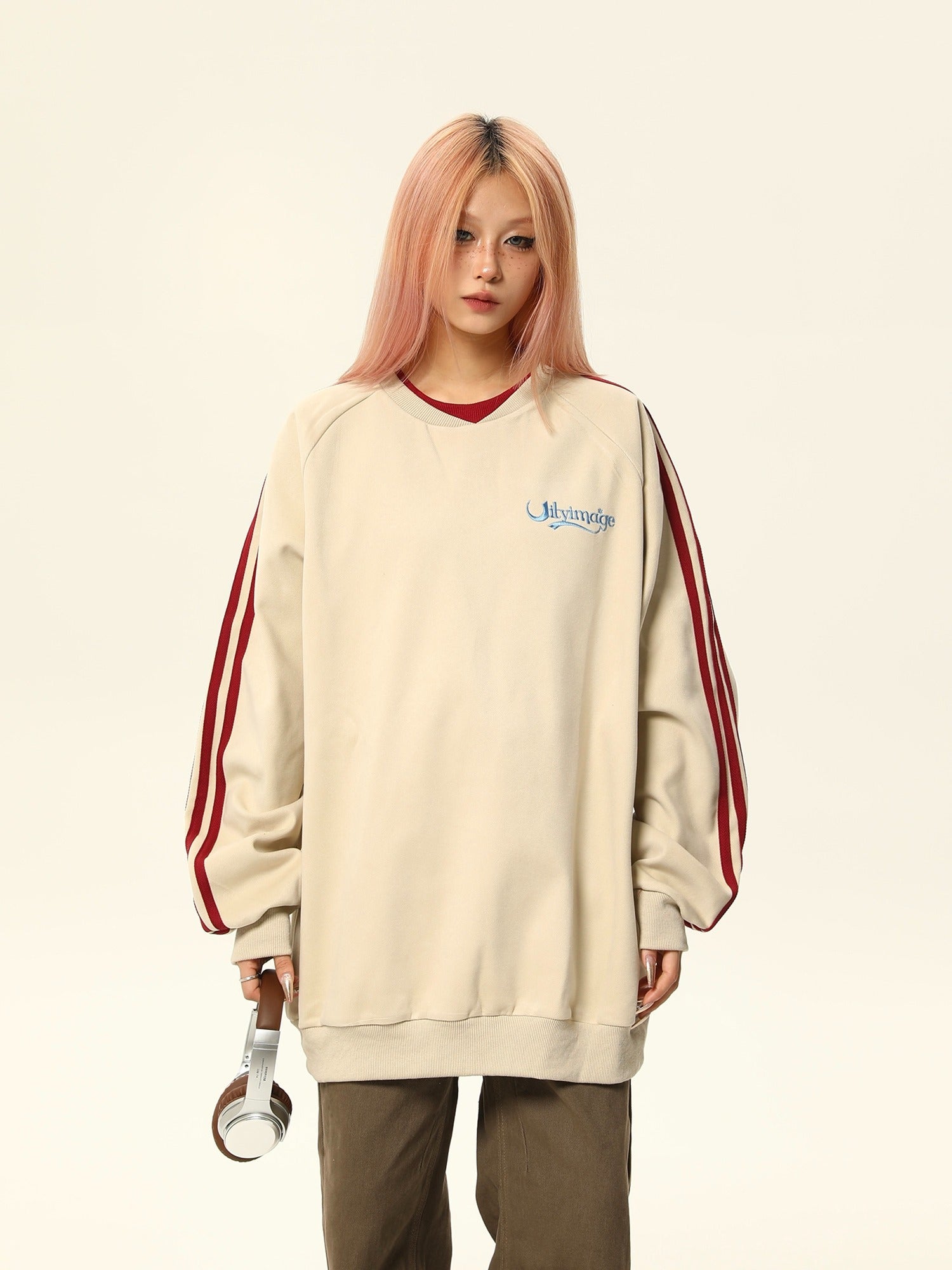 CityImage Striped Sleeve Sweatshirt