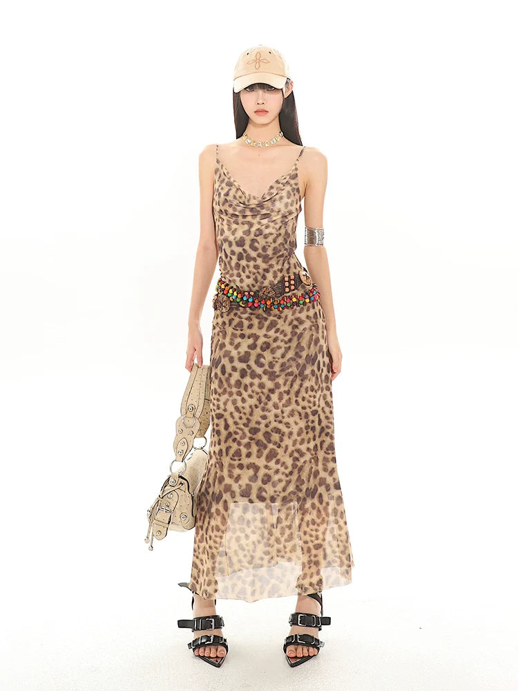 Leopard Print Slip Maxi Dress