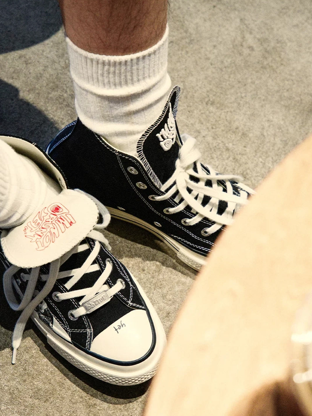 Graphic-Detail Black Canvas Platform Sneakers - view 3