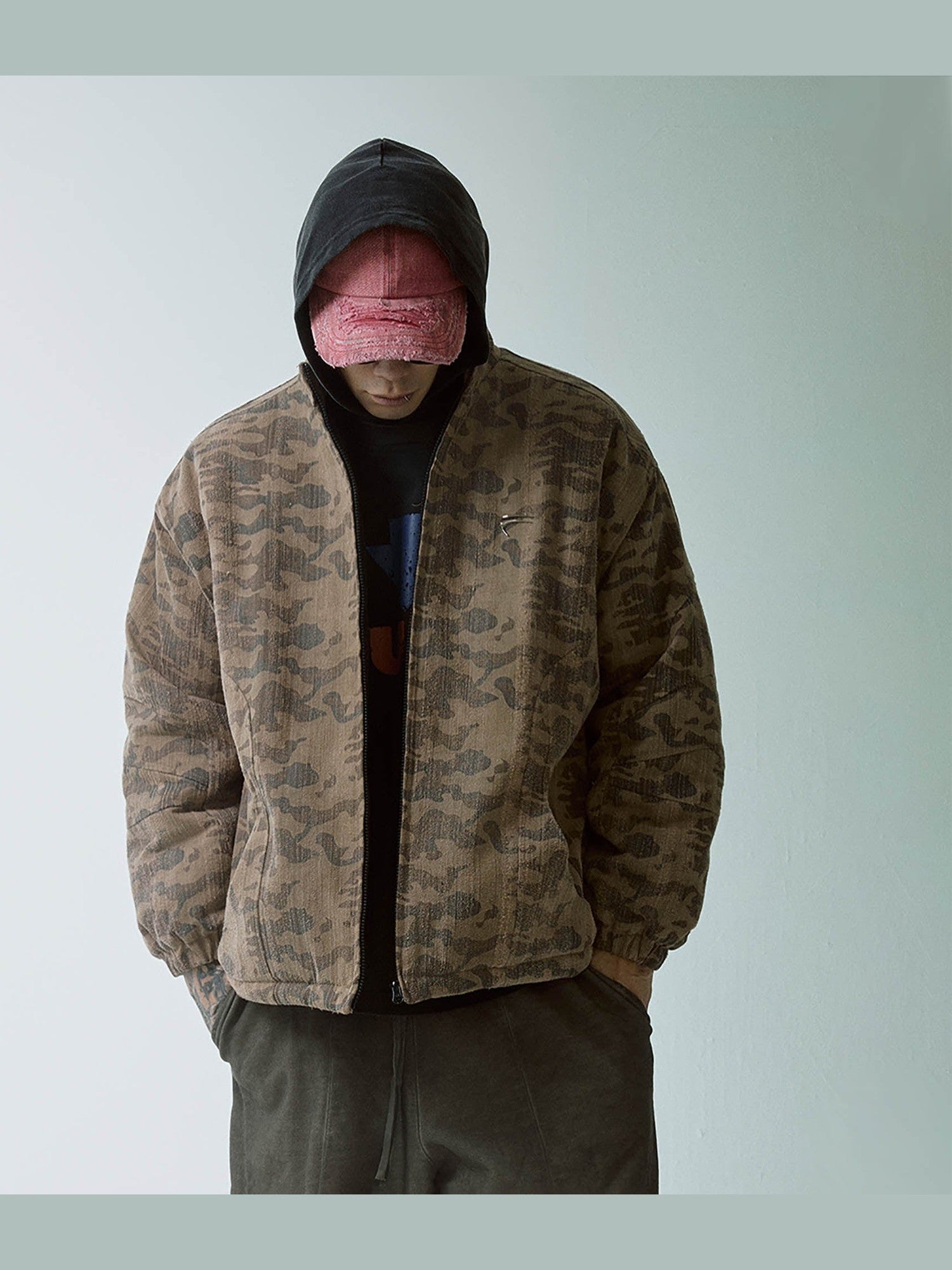 Camo Stand-Collar Padded Jacket