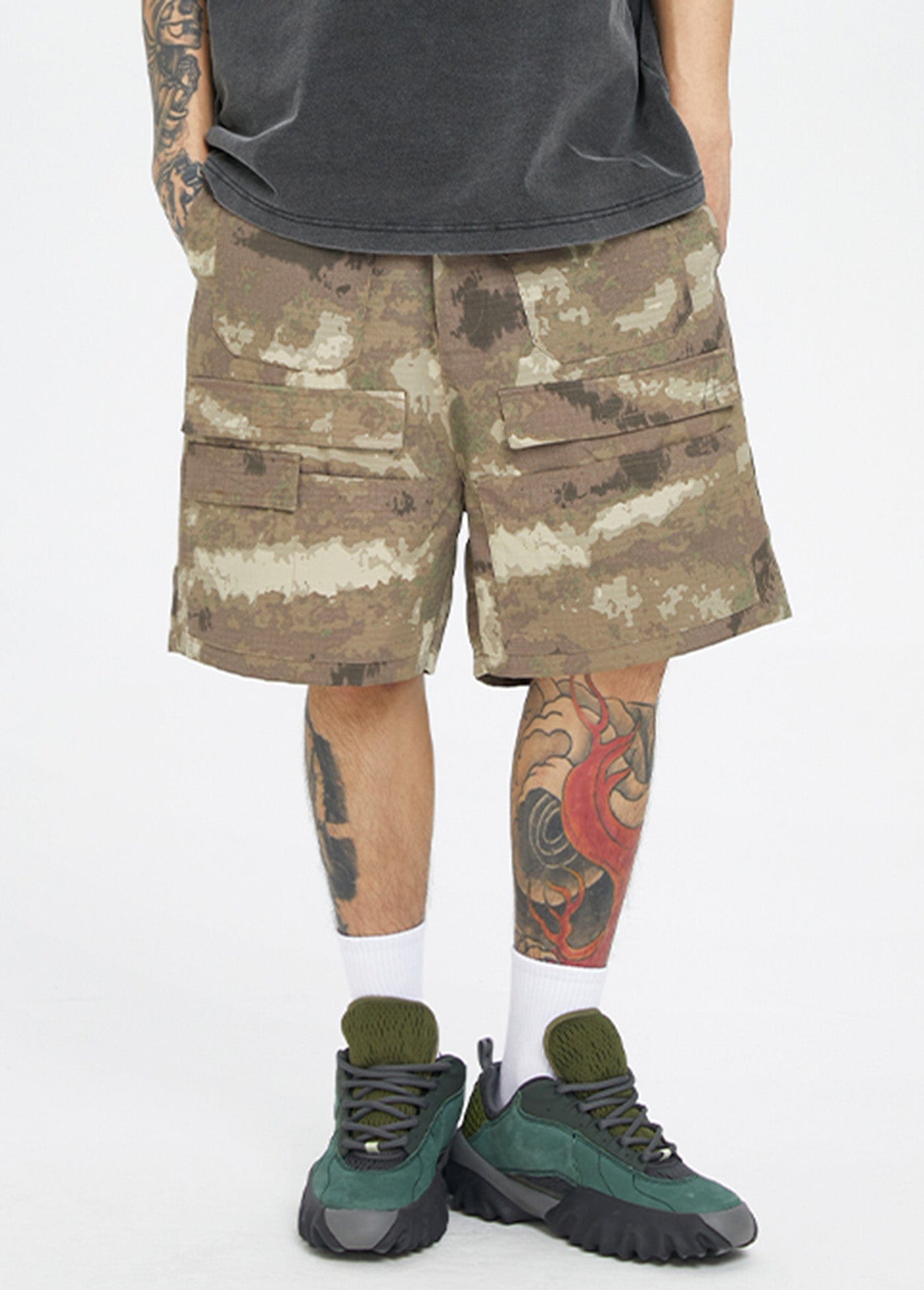 Retro Camo Cargo Shorts