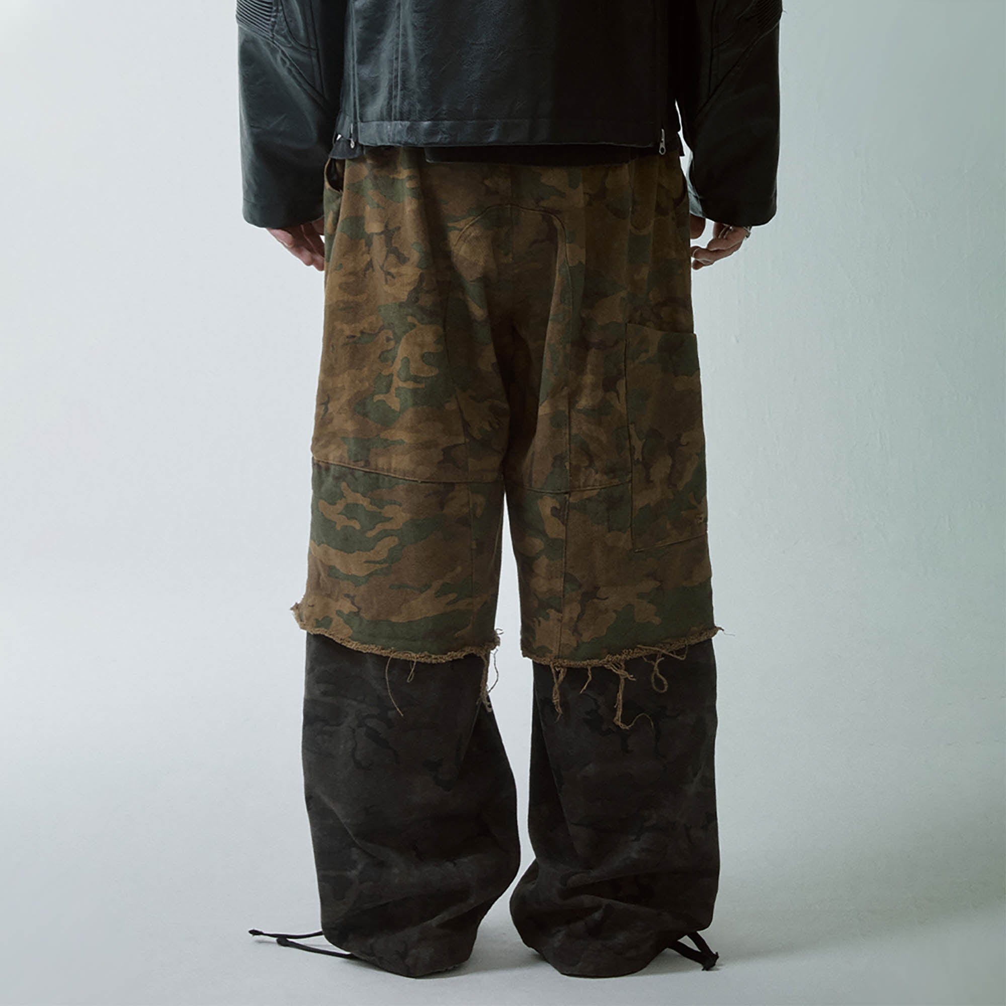 Distressed Camo Panel Pants