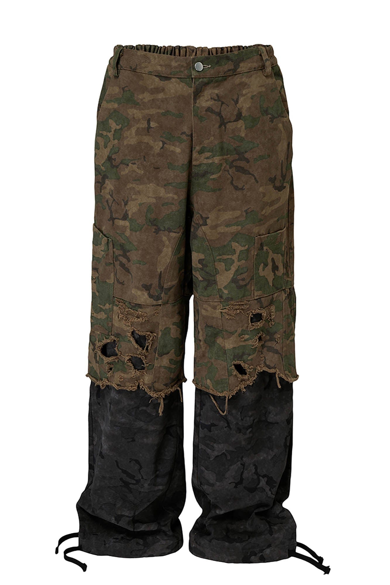 Distressed Camo Panel Pants