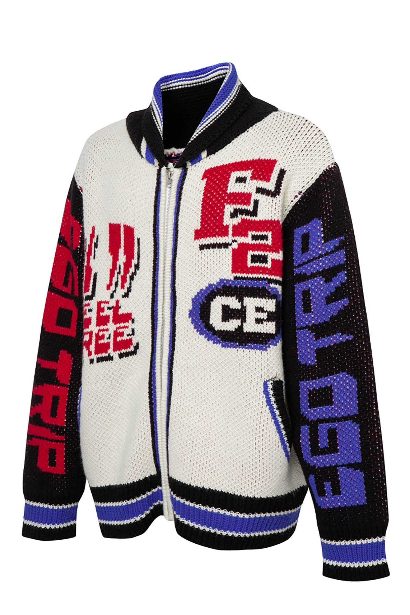 Retro Racing Knit Bomber Jacket