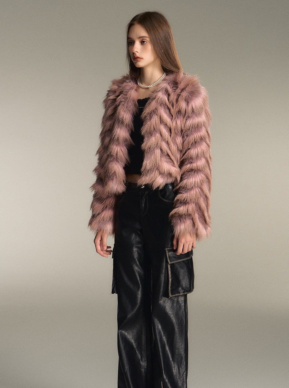 Golden Girl Gradient Eco-Friendly Fur Jacket - chiclara