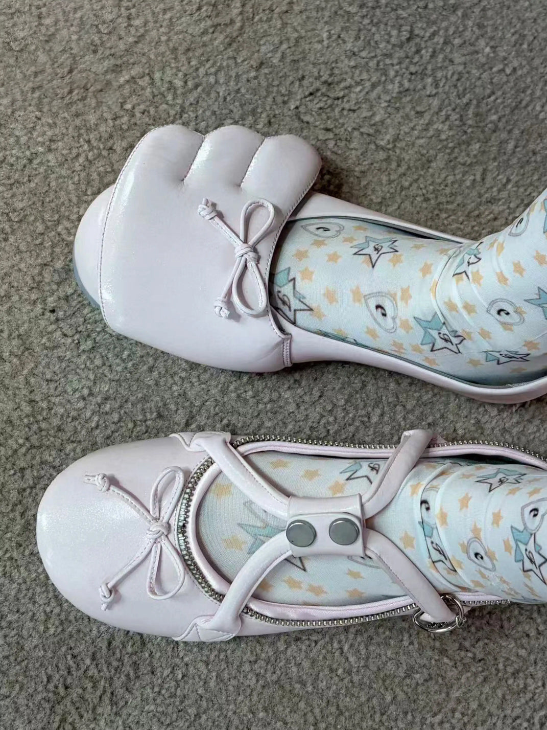 Zip-Detail Cross-Strap Bow Ballet Flats - view 7
