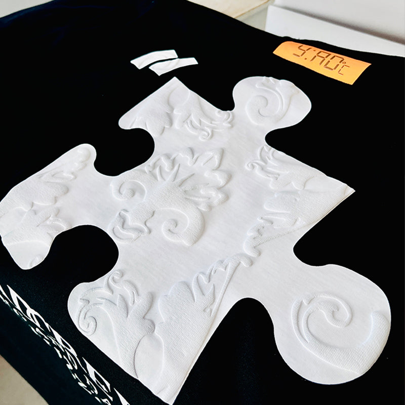 Ornate Puzzle T 3D Baroque Foam Print Tee - chiclara