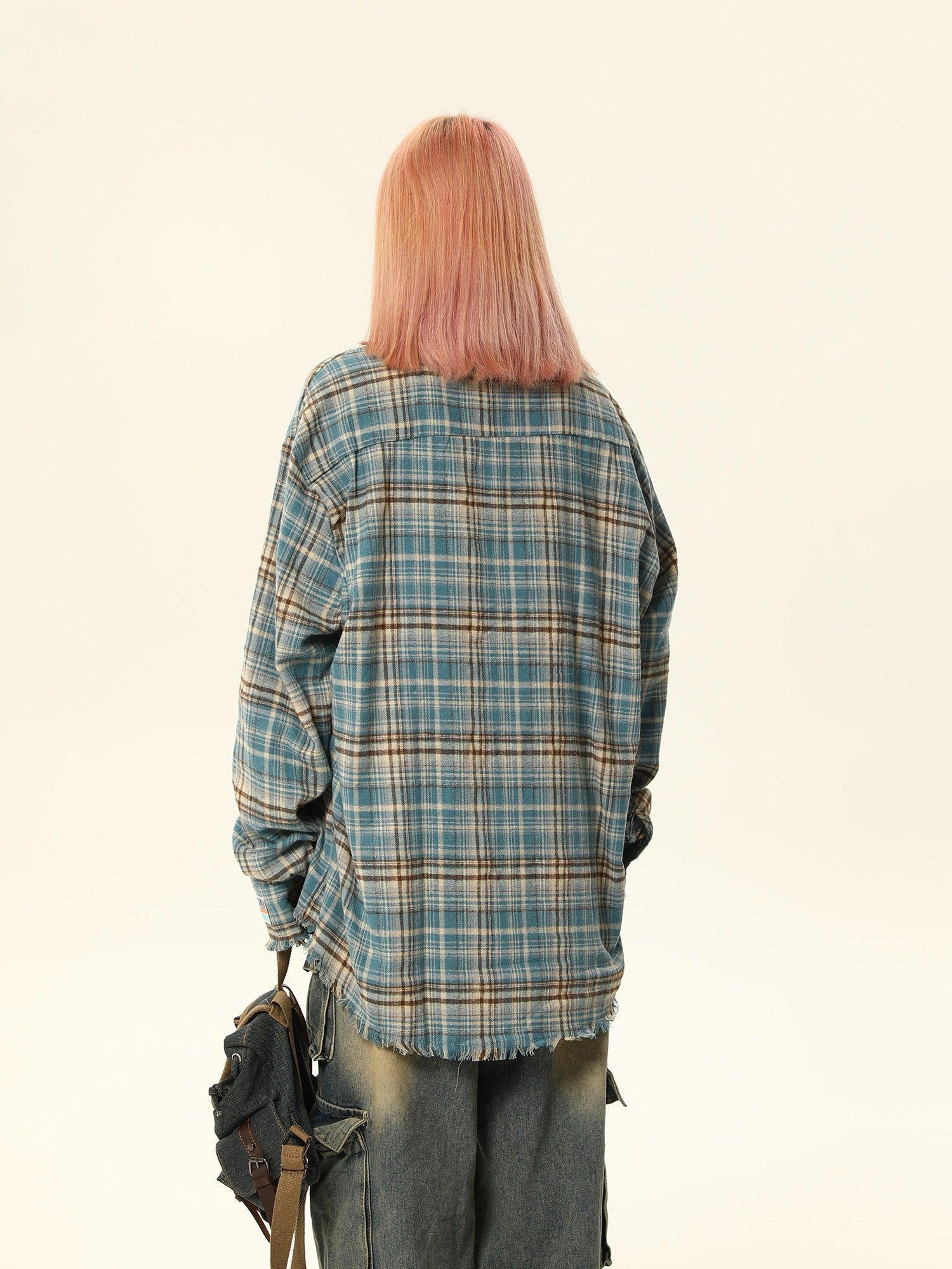 Distressed Plaid Flannel Checked Shirt