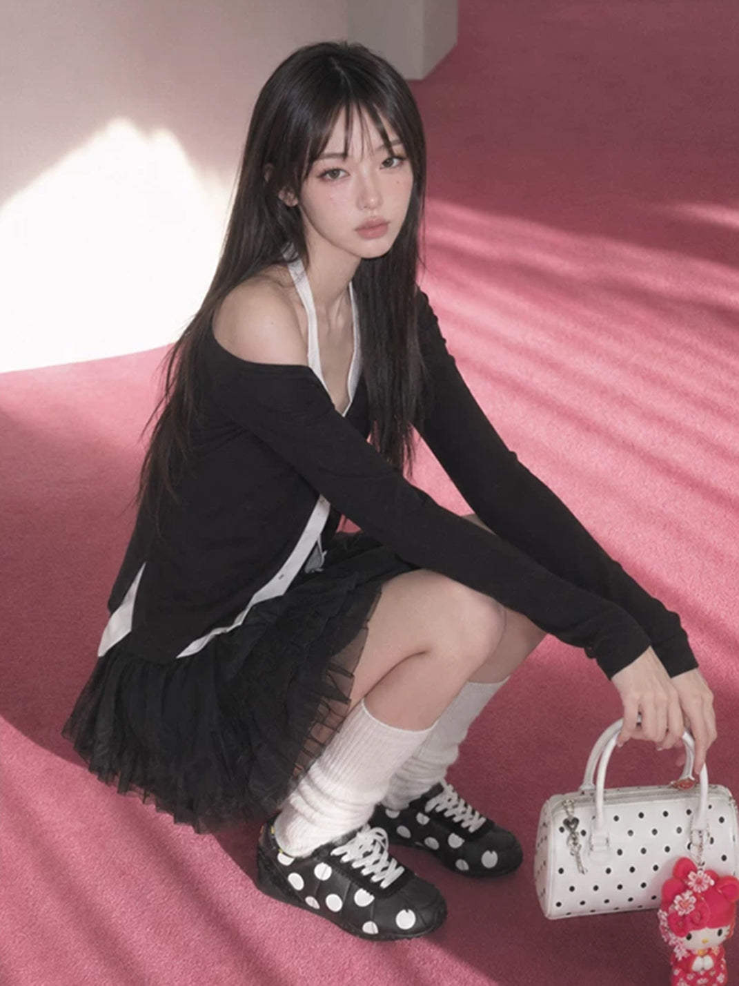 Oversized-Dot Ribbon-Lace Low-Top Sneakers - view 6