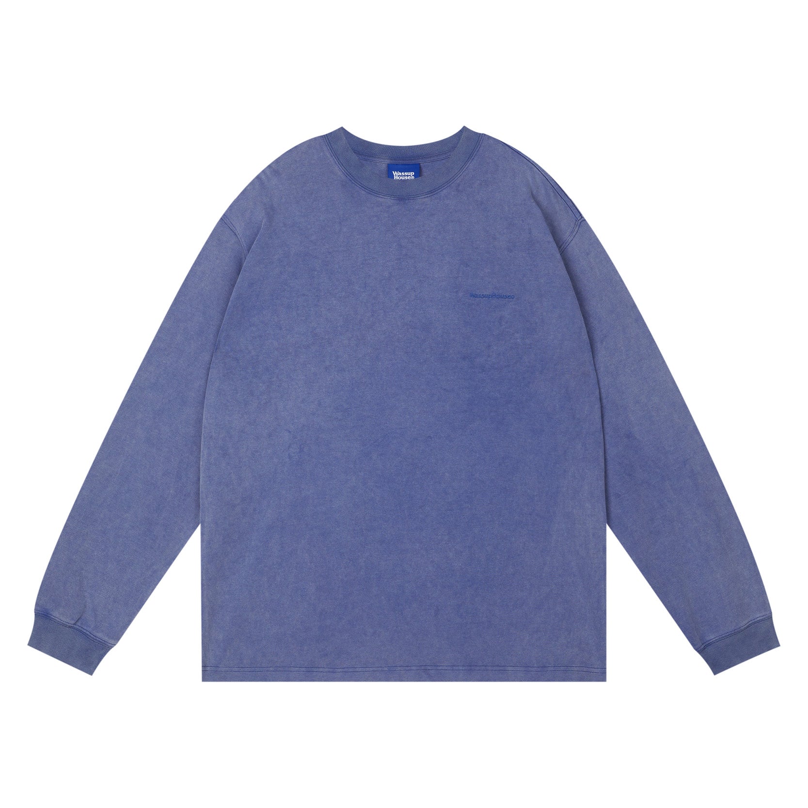 Vintage-Inspired Washed Faded Logo Long Sleeved Tee - chiclara