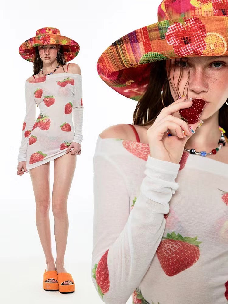 1Jinn Strawberry Sheer T-Shirt - chiclara