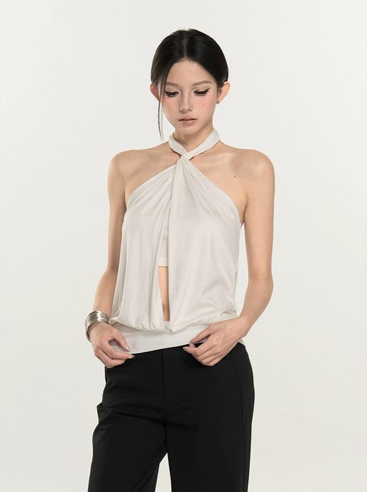 Twist Halter Neck Draped Top