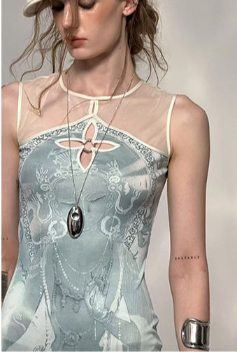 Green Floral Embroidered Slip Dress