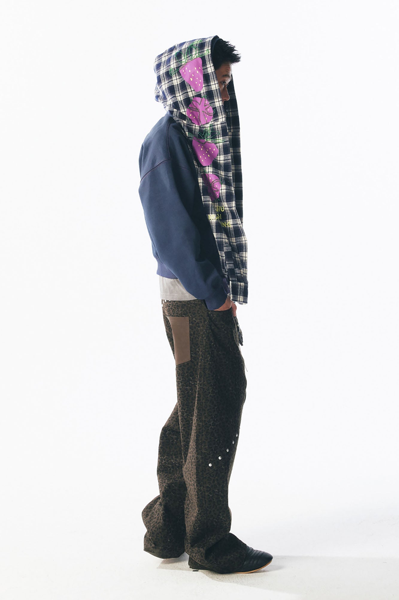 Strawberry Graphic Built in Scarf Zip Up Hoodie