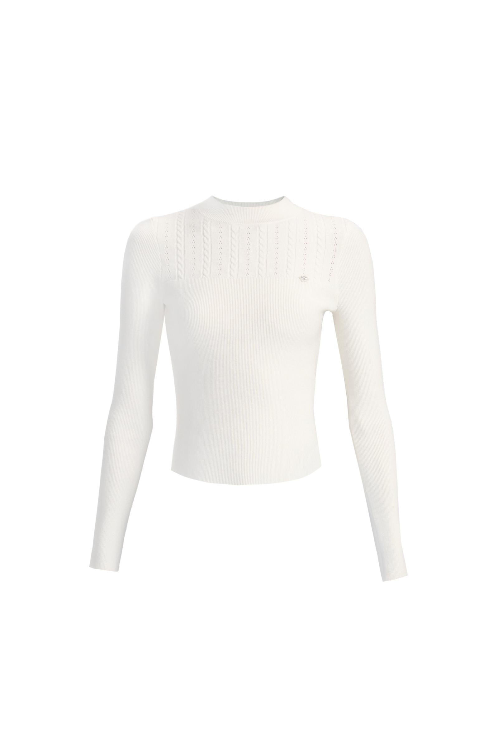 Essential Slim White Knit Sweatshirt