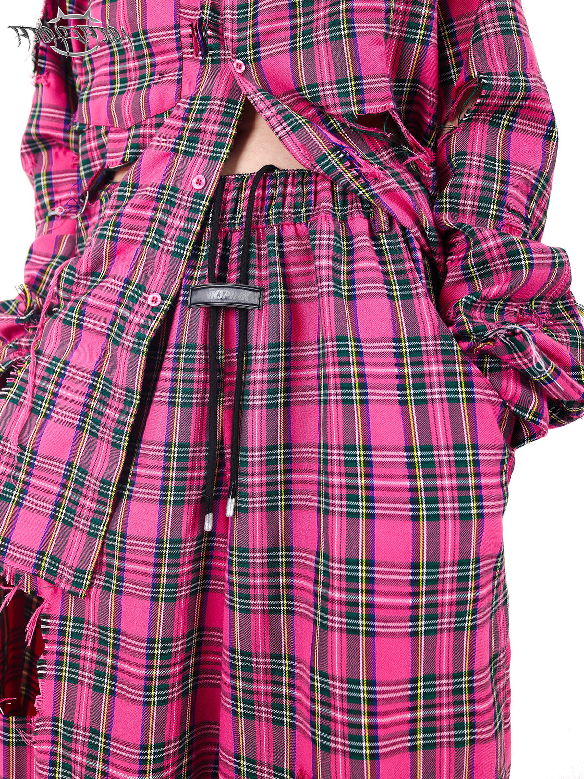 PINKSPINK Punk Plaid Oversized Shirt - Hot Pink