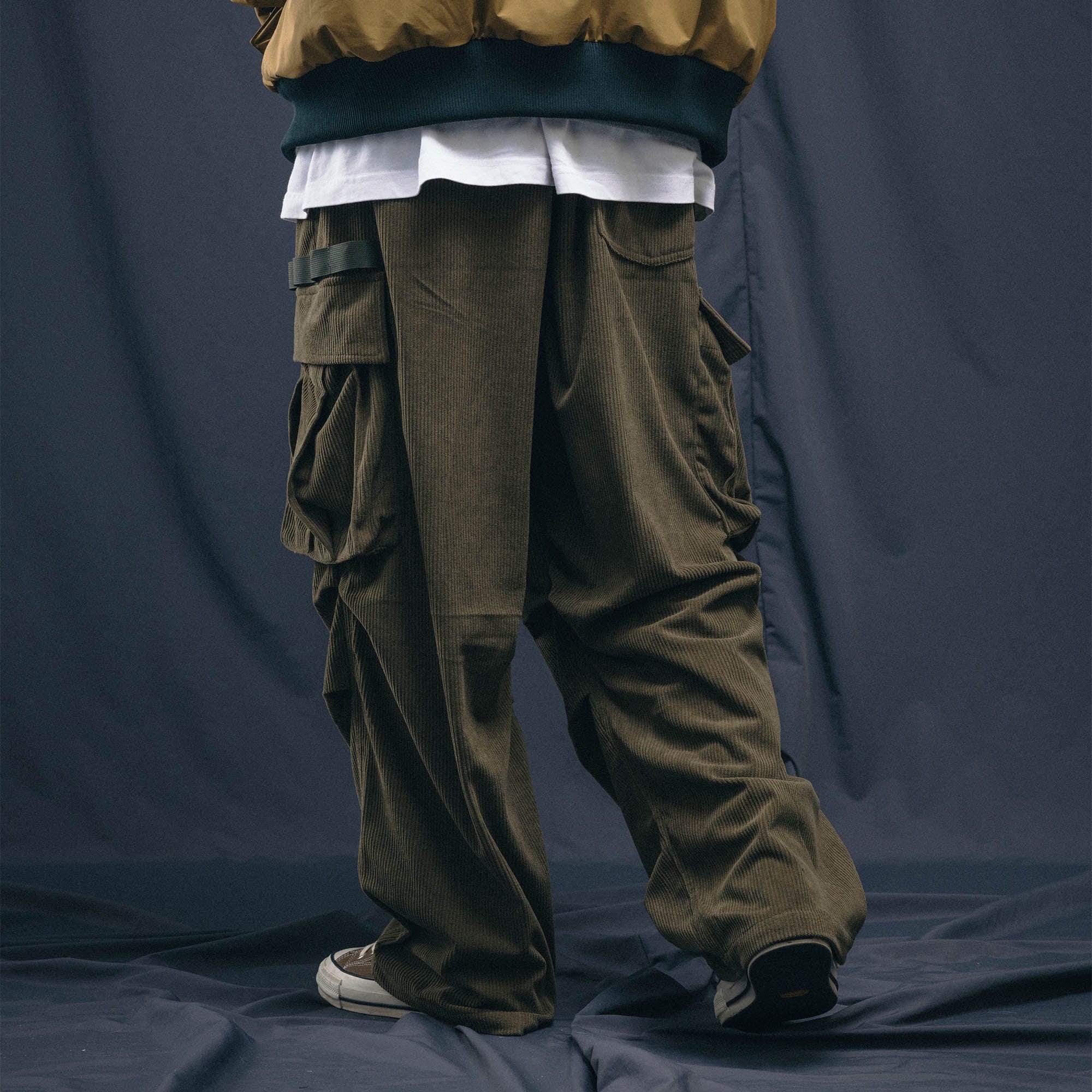 Corduroy Crinkled Cargo Pants