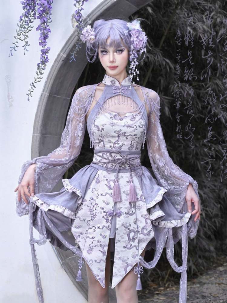 Chinese Lolita Sheer Lace Bell Sleeves Top