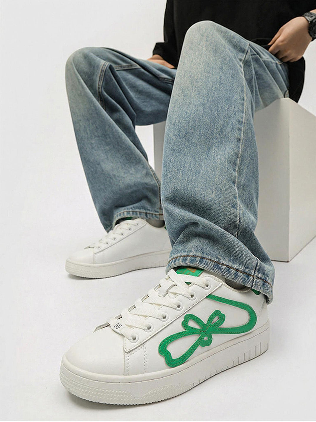"lucky Four Leaf" Clover Design Platform Sneakers